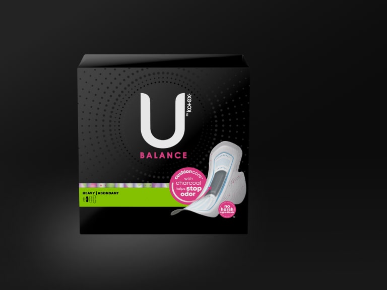 U by Kotex® serviettes hygiéniques ultra-minces au charbon Balance, absorption élevée